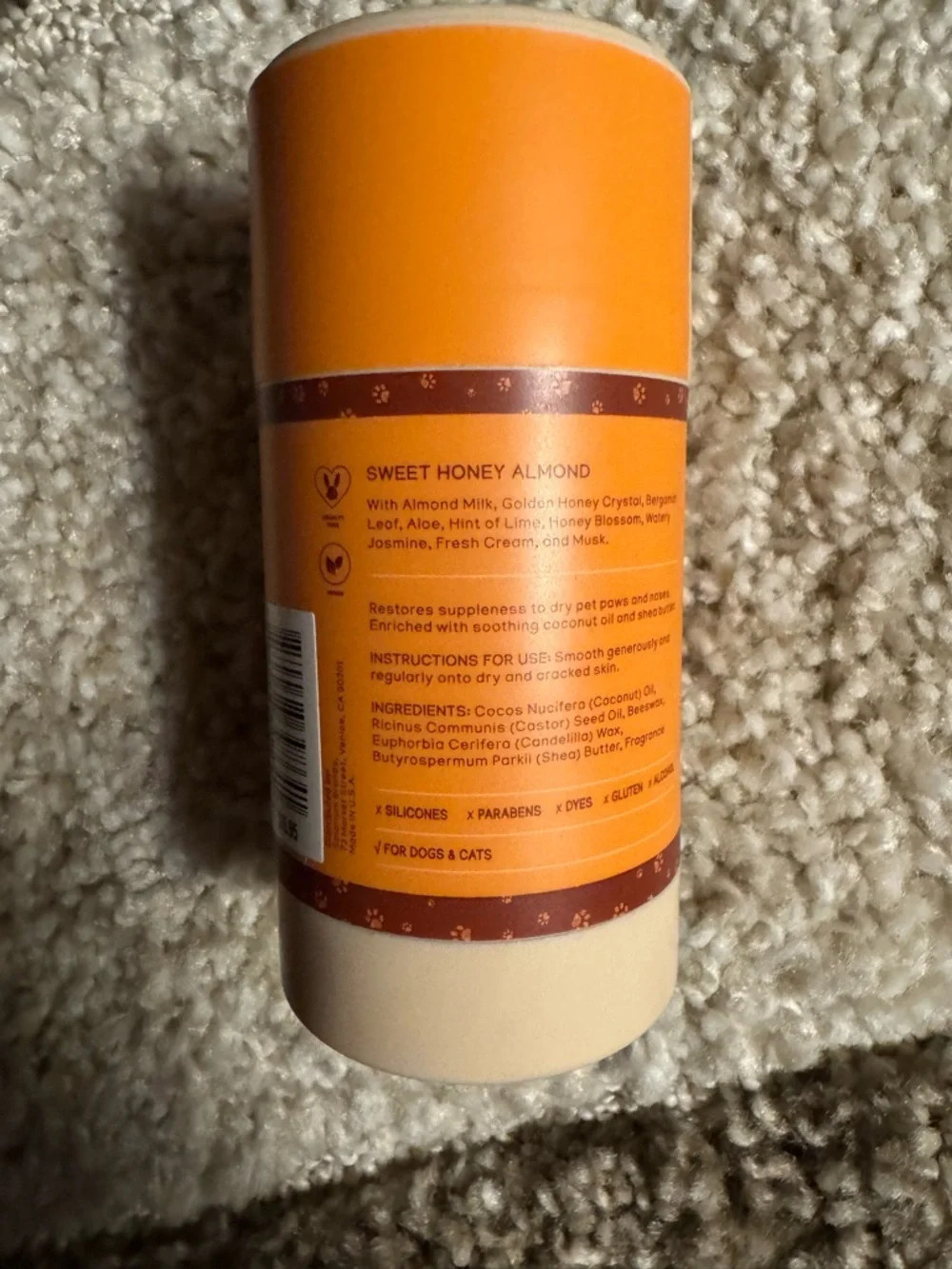 Bath & Body Works Orange Pet Nose & Paw Balm Stick